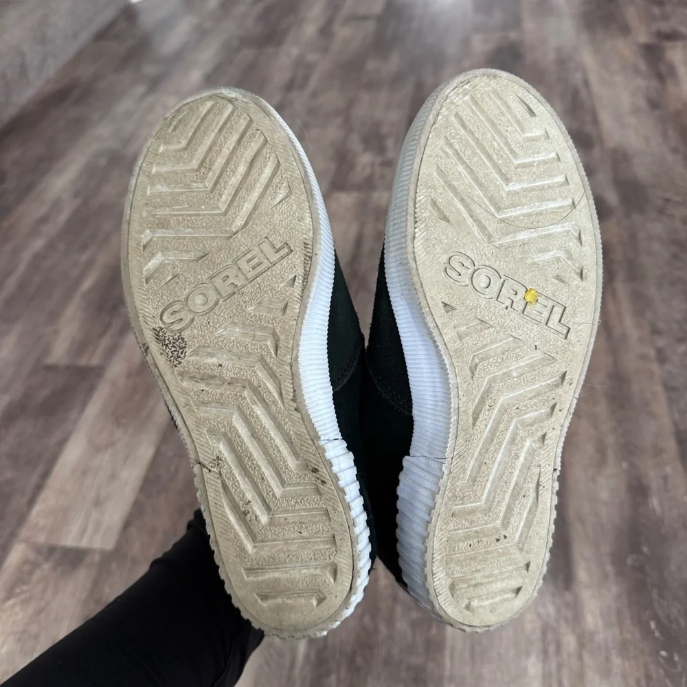 Sorel Out N About Slip-On Wedge II Black Suede Wedge Sneakers